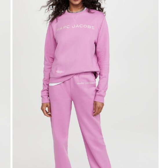 Marc Jacobs The Sweatpants Pink Joggers Terry Spellout Cyclamen - Picture 3 of 12